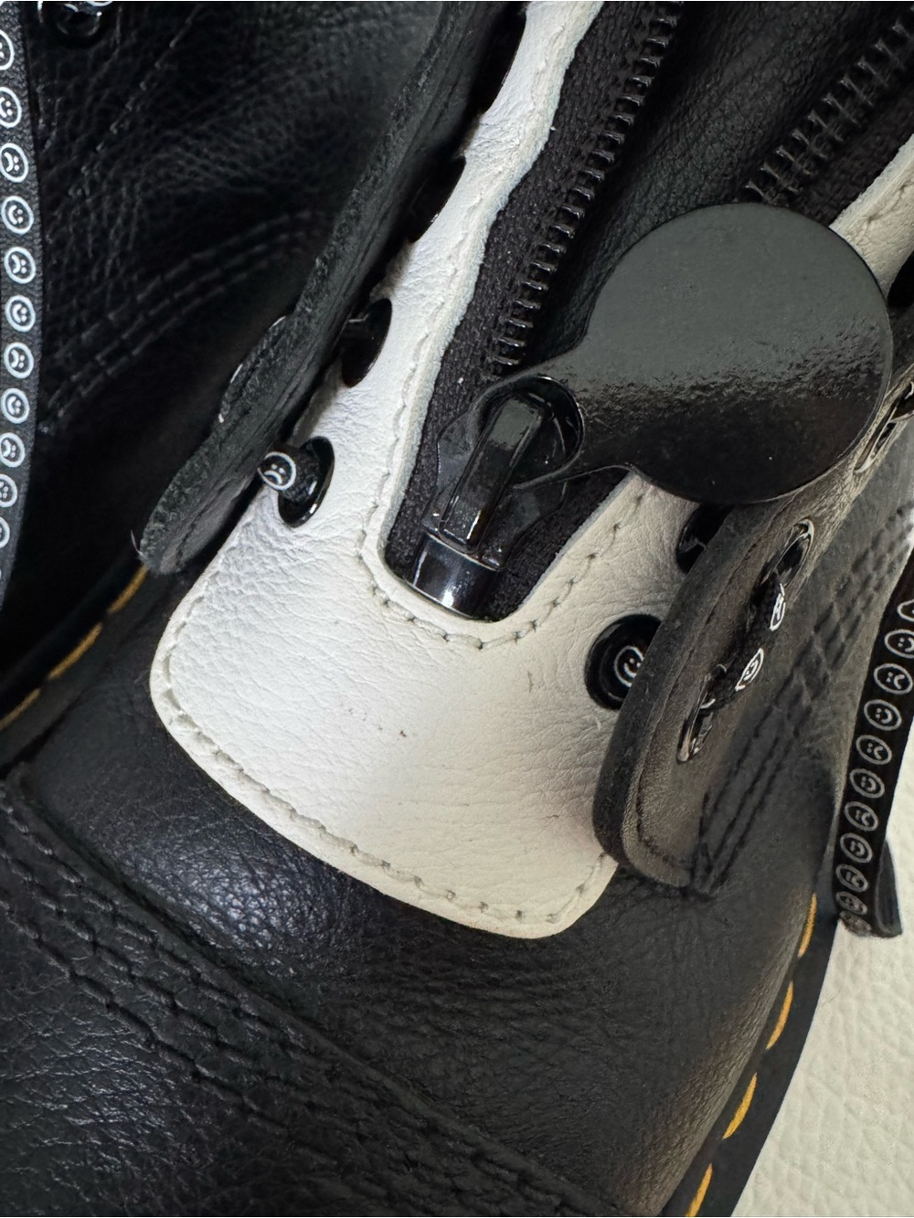 US Women’s 8 - Dr. Martens x Lazy Oaf Happy Sad Black Leather Platforms - Picture 10 of 13